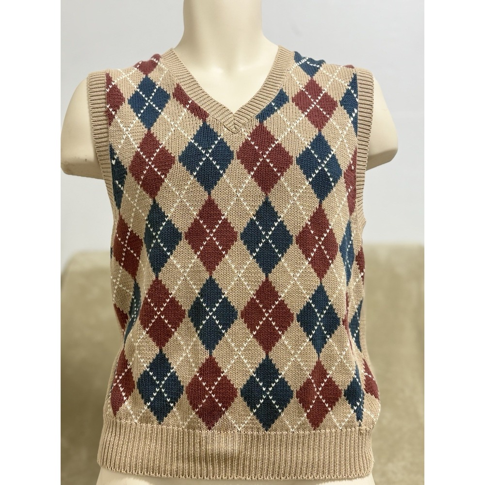 Vintage 70s 80s Collections II Argyle Vest Preppy Geeky Men's‎ Size M Pullover